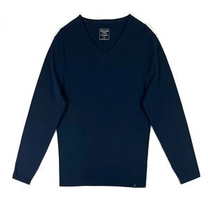 Abercrombie & Fitch Essential Navy V-Neck Long Sleeve Tee